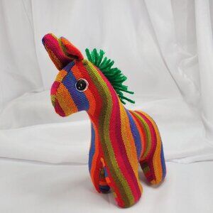 Handmade Guatemalen / Salvadorian Stuffed Lama Alpaca Donkey Toy Striped